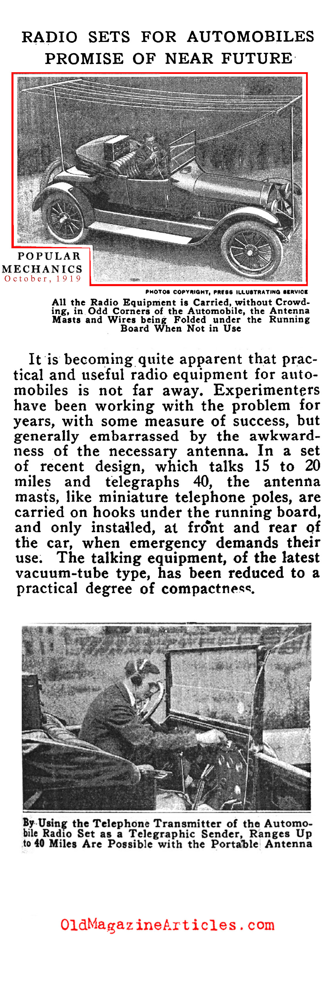 The First Car Radio (Literary Digest, 1922)